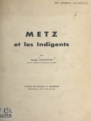 cover image of Metz et les indigents